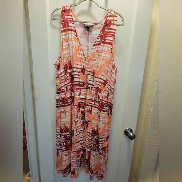 Lane Bryant Sleeveless Dress with Orange and Pink Abstract Print - Picture 1 of 16